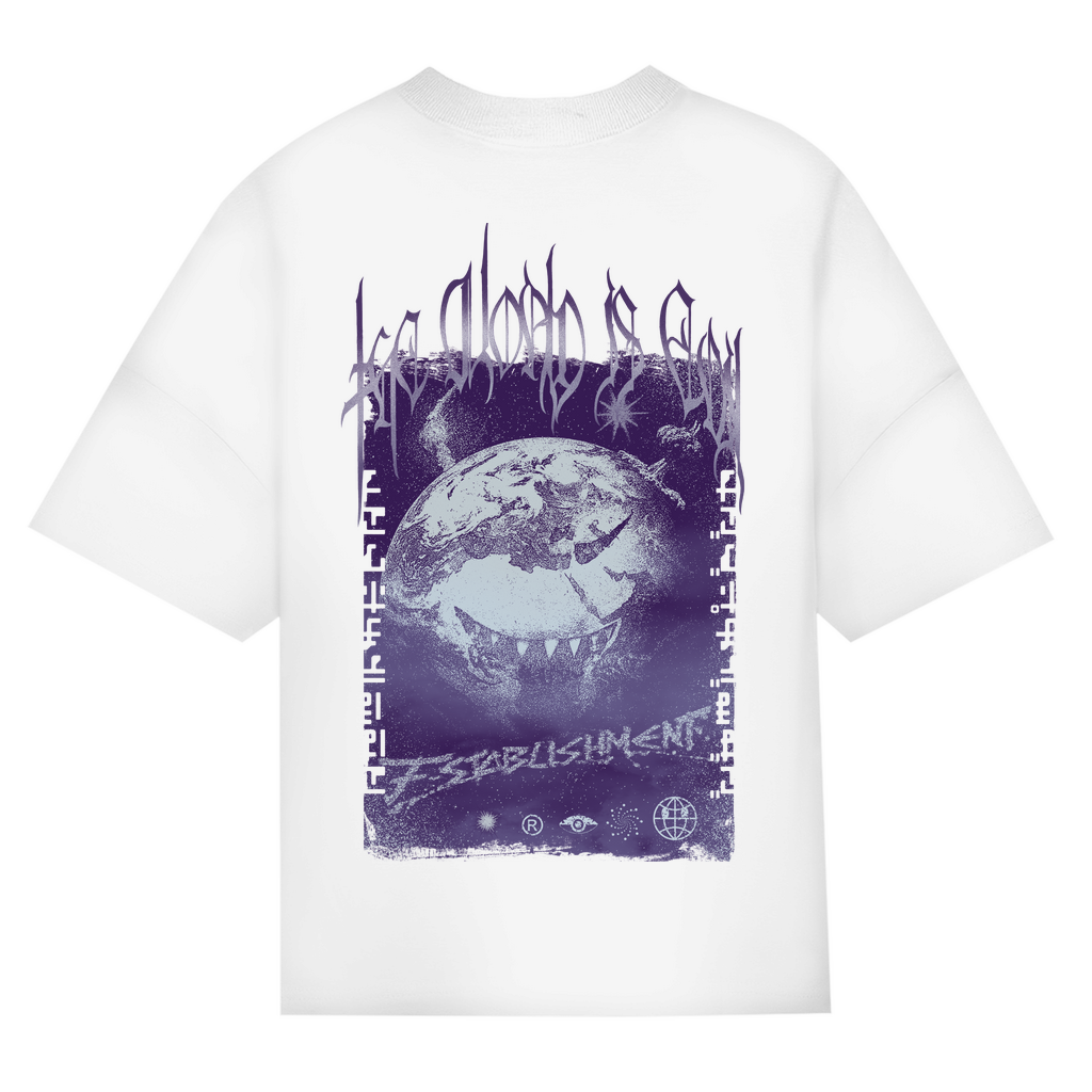 Premium Oversize T-Shirt "ev1lwrld" purple