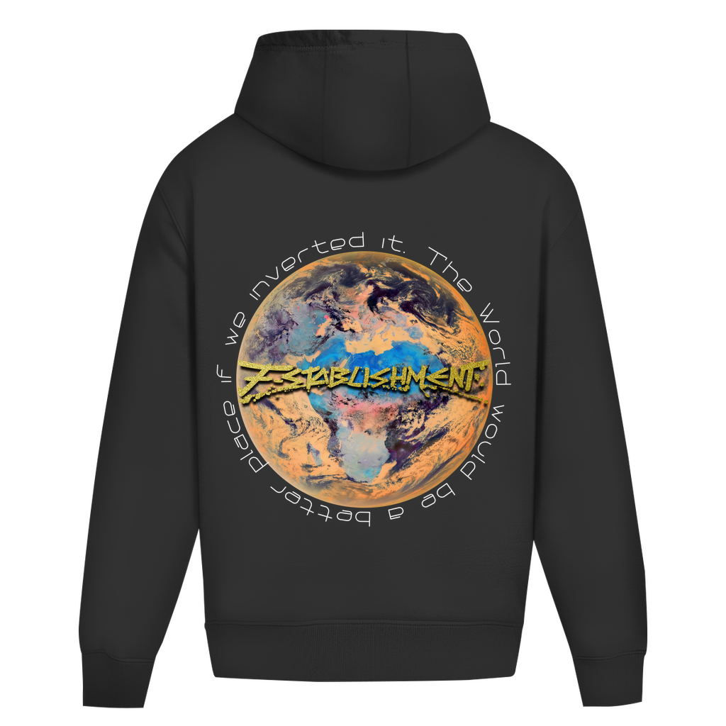 Oversize Premium Hoodie Ohne Kordel "Inverted Earth" (Version Europa/Afrika)