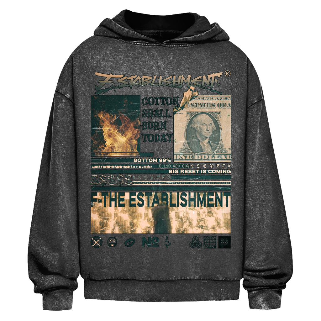 Oversize Washed Hoodie "F- the Establishment" Streetwear-Style