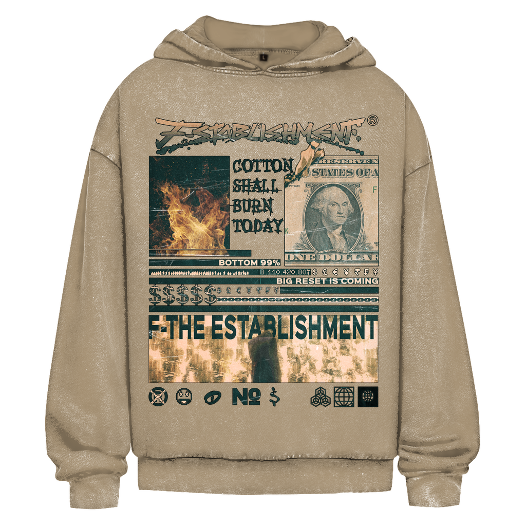 Oversize Washed Hoodie "F- the Establishment" Streetwear-Style