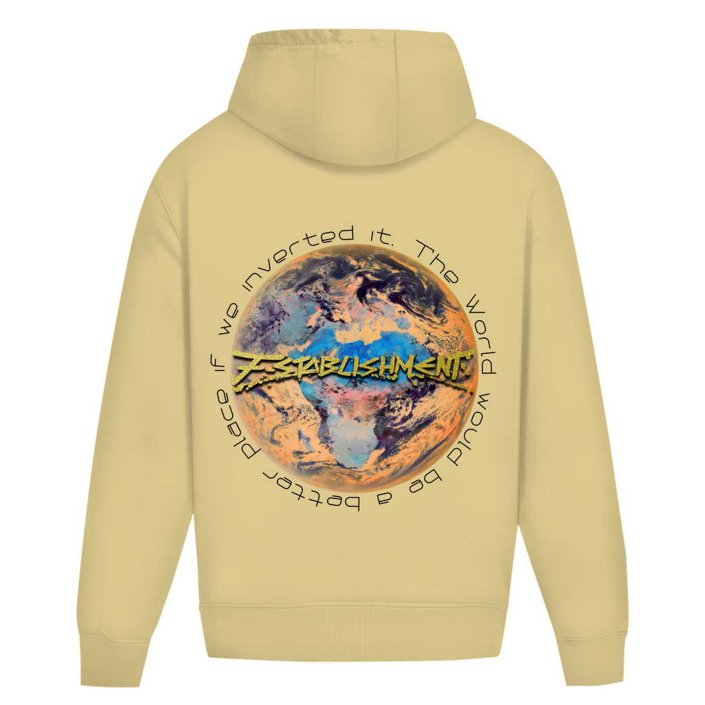Oversize Premium Hoodie Ohne Kordel "Inverted Earth" (Version Europa/Afrika)