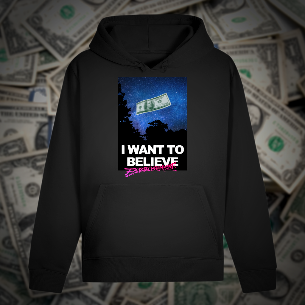 Drummer Premium-Hoodie "i want to believe in money"