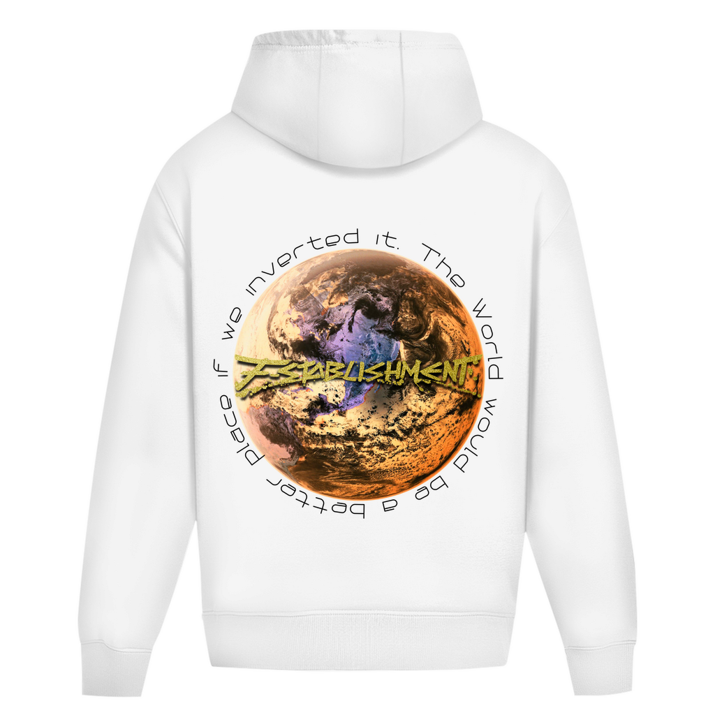 Oversize Premium Hoodie Ohne Kordel "Inverted Earth" (Version Amerika)