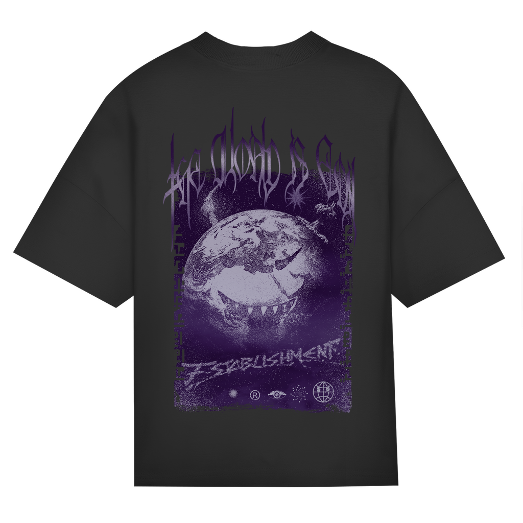 Premium Oversize T-Shirt "ev1lwrld" purple