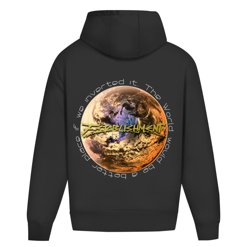 Oversize Premium Hoodie Ohne Kordel "Inverted Earth" (Version Amerika)
