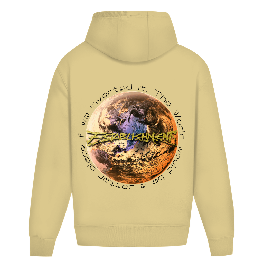 Oversize Premium Hoodie Ohne Kordel "Inverted Earth" (Version Amerika)