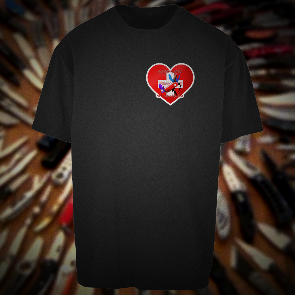 Oversize T-Shirt "Make Love, not Messergewalt" Beidseitiger Print