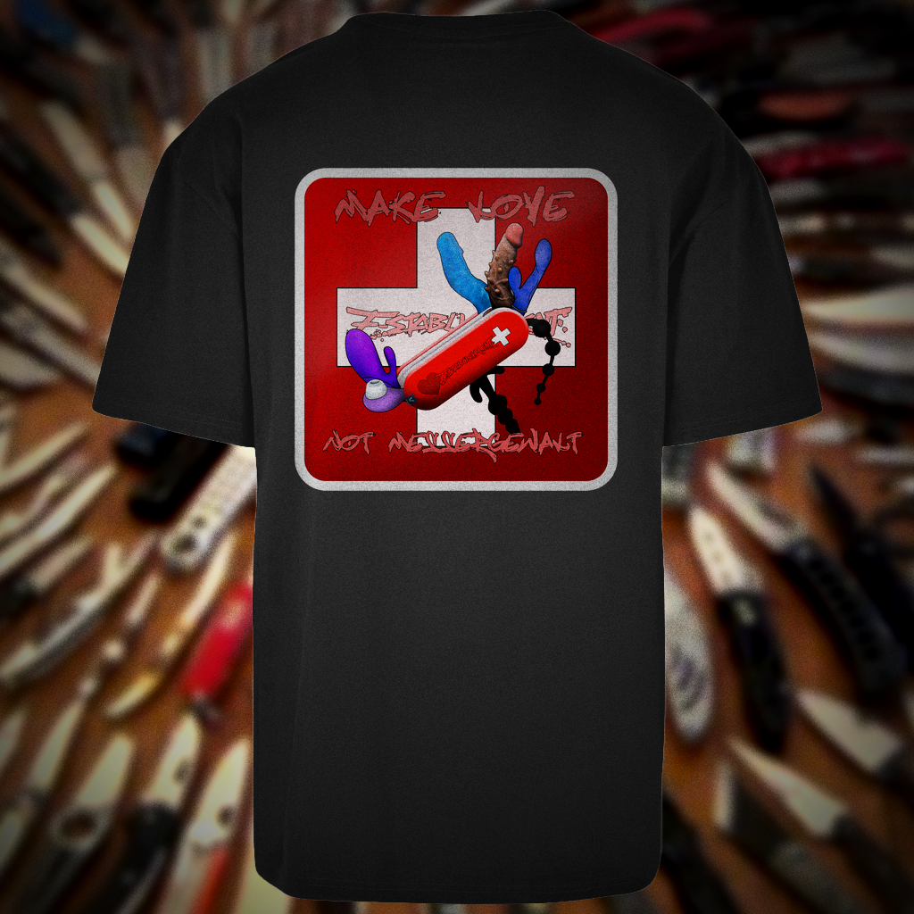 Oversize T-Shirt "Make Love, not Messergewalt" Beidseitiger Print