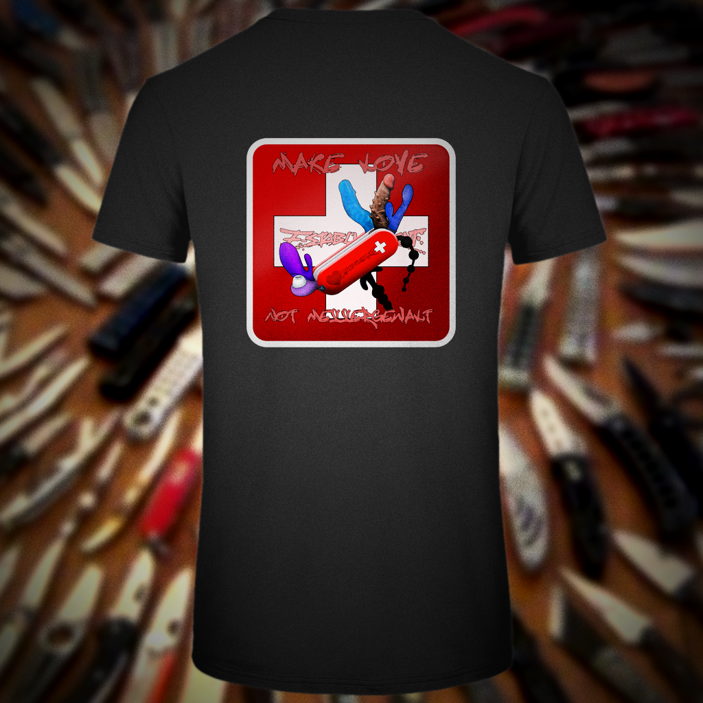 Premium Bio T-Shirt "Make Love, not Messergewalt"